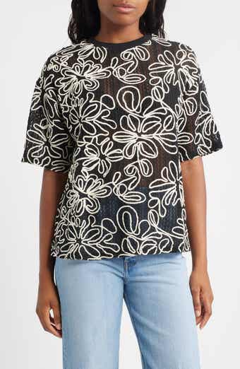 Topshop Floral Appliqué Open Stitch Shorts