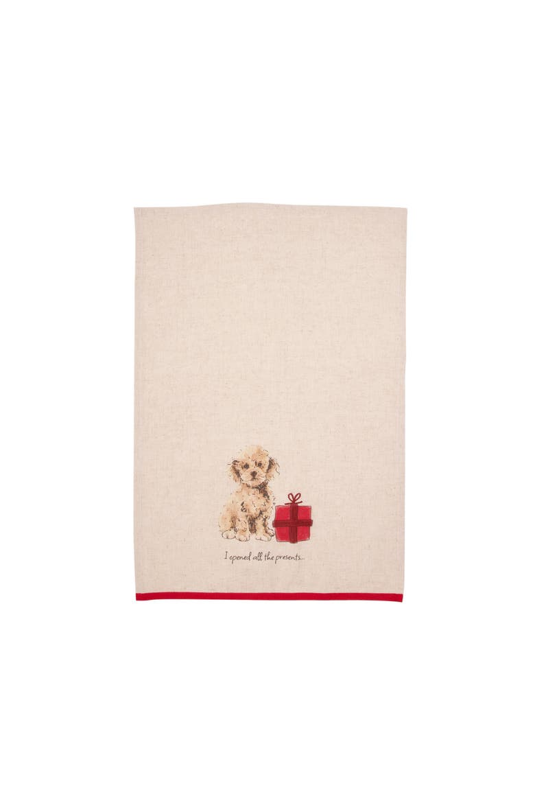 Goldendoodle Present Pet Holiday Christmas Towel, Alternate, color, Yellow