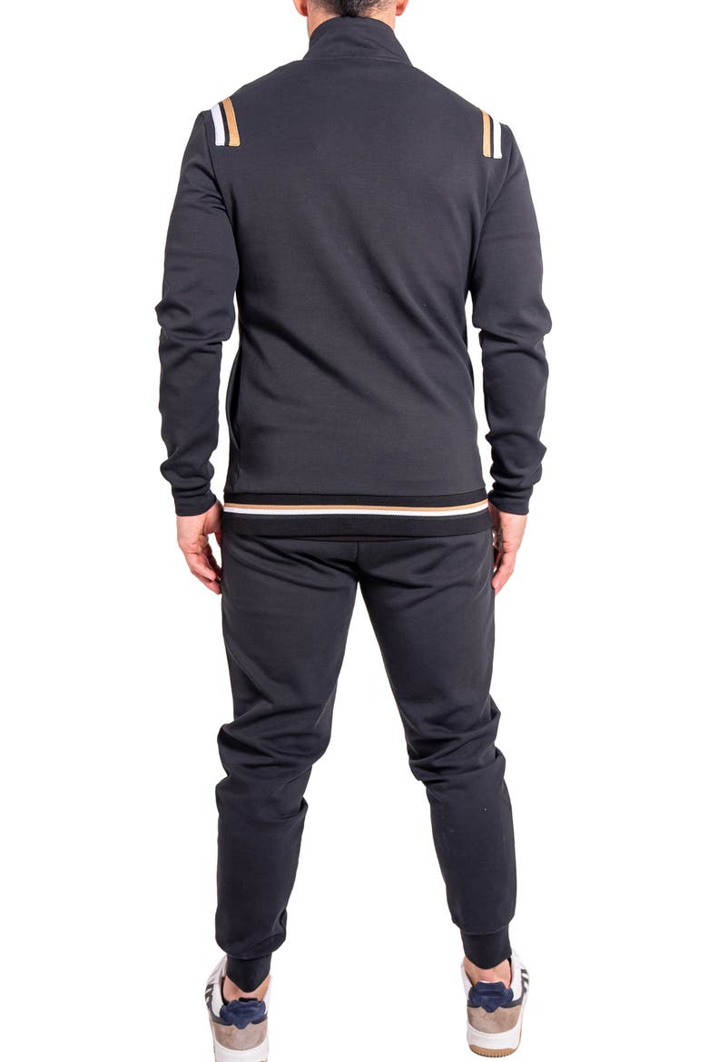 Zipper Modish85 Black Knit Track Jacket, Alternate, color, BLACK