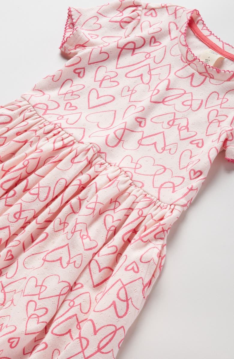 Kids' Pointelle Puff Sleeve Stretch Cotton Dress