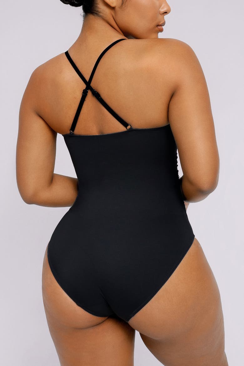 U-Ring Cut Out Ruched One-Piece Swimsuit, Alternate, color, Jet Black