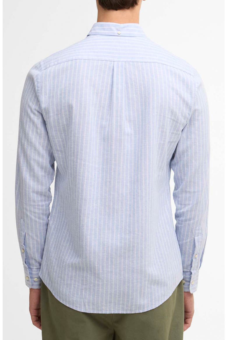 Nelson Tailored Fit Stripe Linen & Cotton Button-Down Shirt, Alternate, color, BLUE