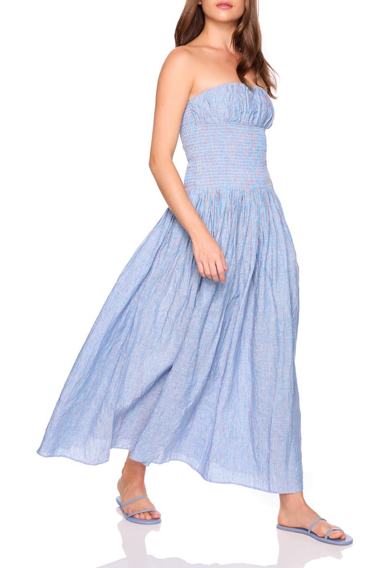 Smocked Waist Strapless Maxi Dress, Alternate, color, SAILOR