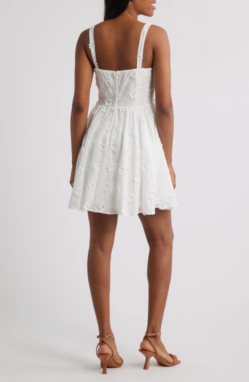 City Studio Embroidered Sleeveless Cotton Minidress In White