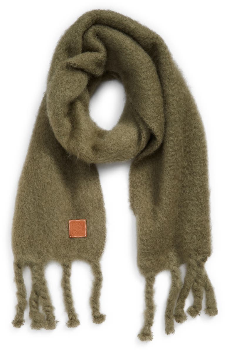 Loewe Anagram Patch Mohair & Wool Blend Scarf, Alternate, color, 