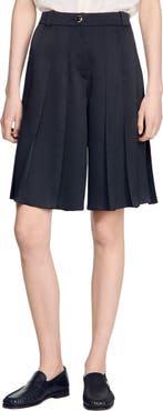 SANDRO Long high-waisted pleated shorts