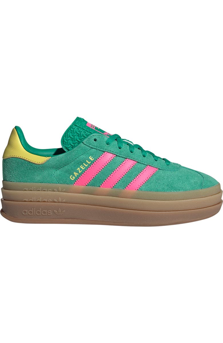 adidas Gazelle Bold Platform Sneaker, Alternate, color, Court Green/Pink/Sulfur