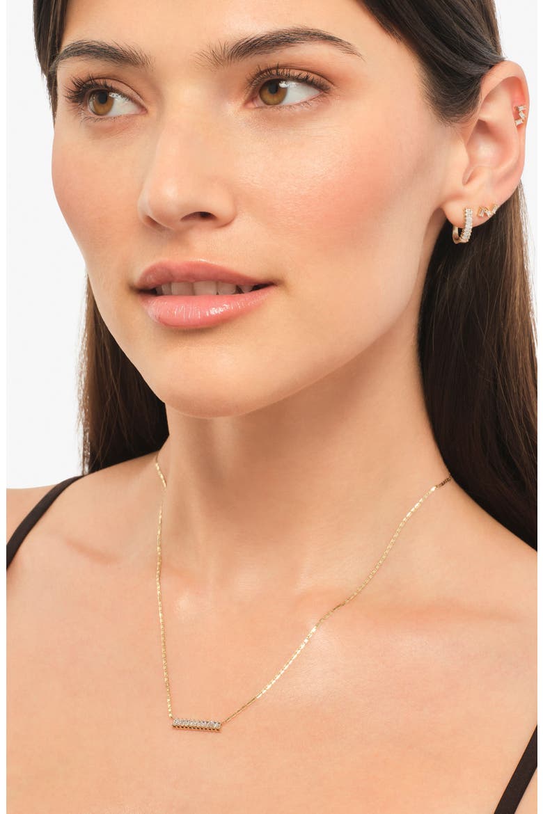 14K Gold Baguette Diamond Bar Pendant Necklace, Alternate, color, WHITE GOLD