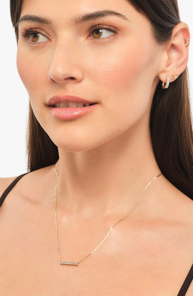 LANA 14K Gold Baguette Diamond Bar Pendant Necklace, Alternate, color, White Gold