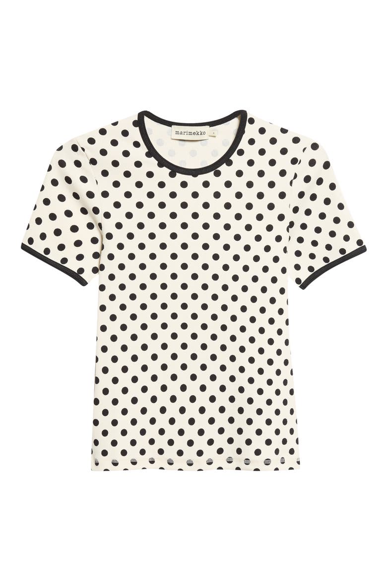 Kukkea Pallo Kioski Polka Dot T-Shirt, Main, color, OFF WHITE BLACK