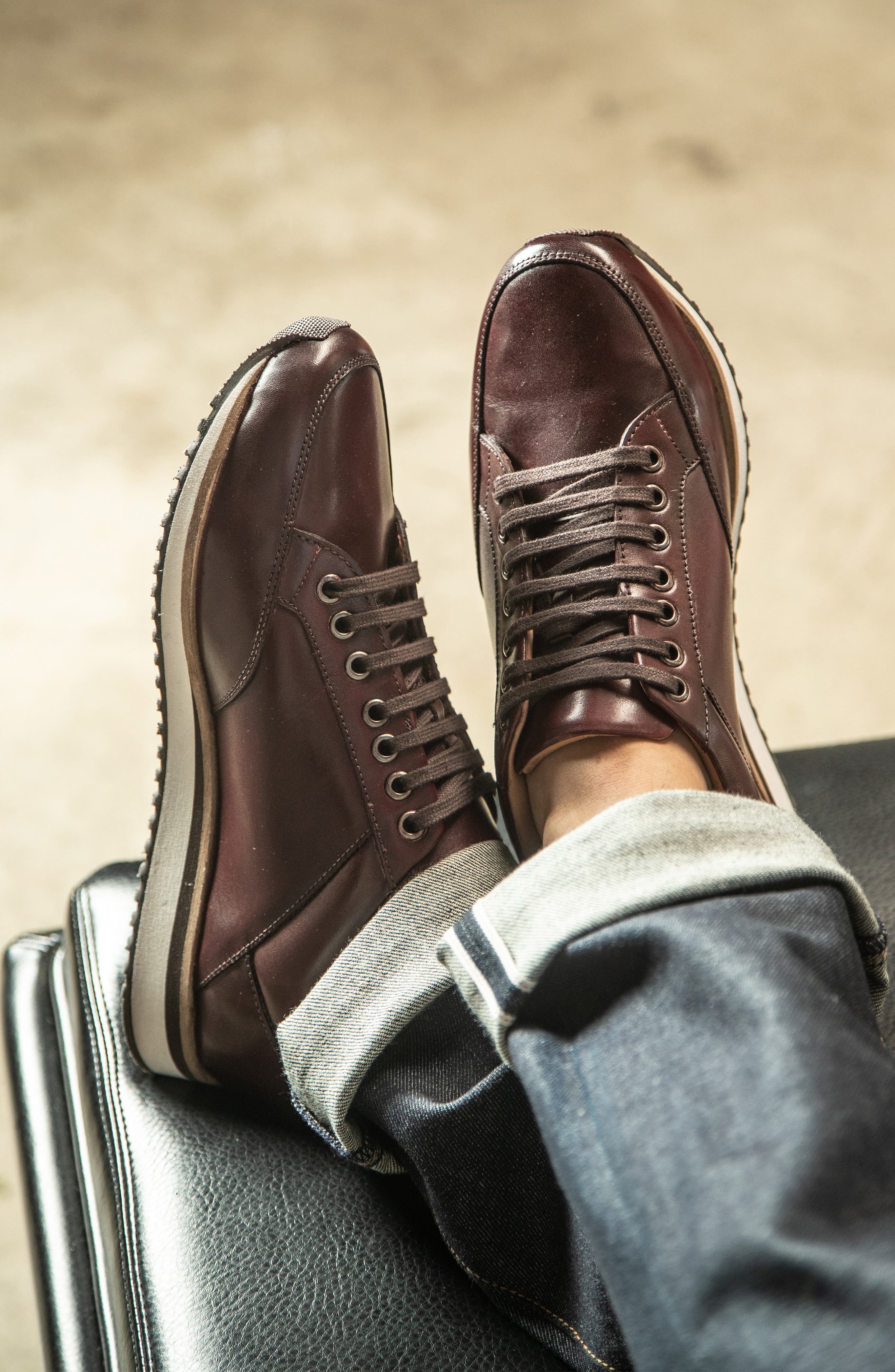 Barack Court Sneaker, Alternate, color, BURGUNDY