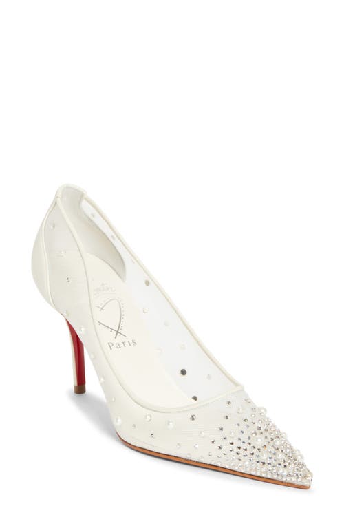 Christian Louboutin Miss Z Degrastrass Perla Pointed Toe Pump In White