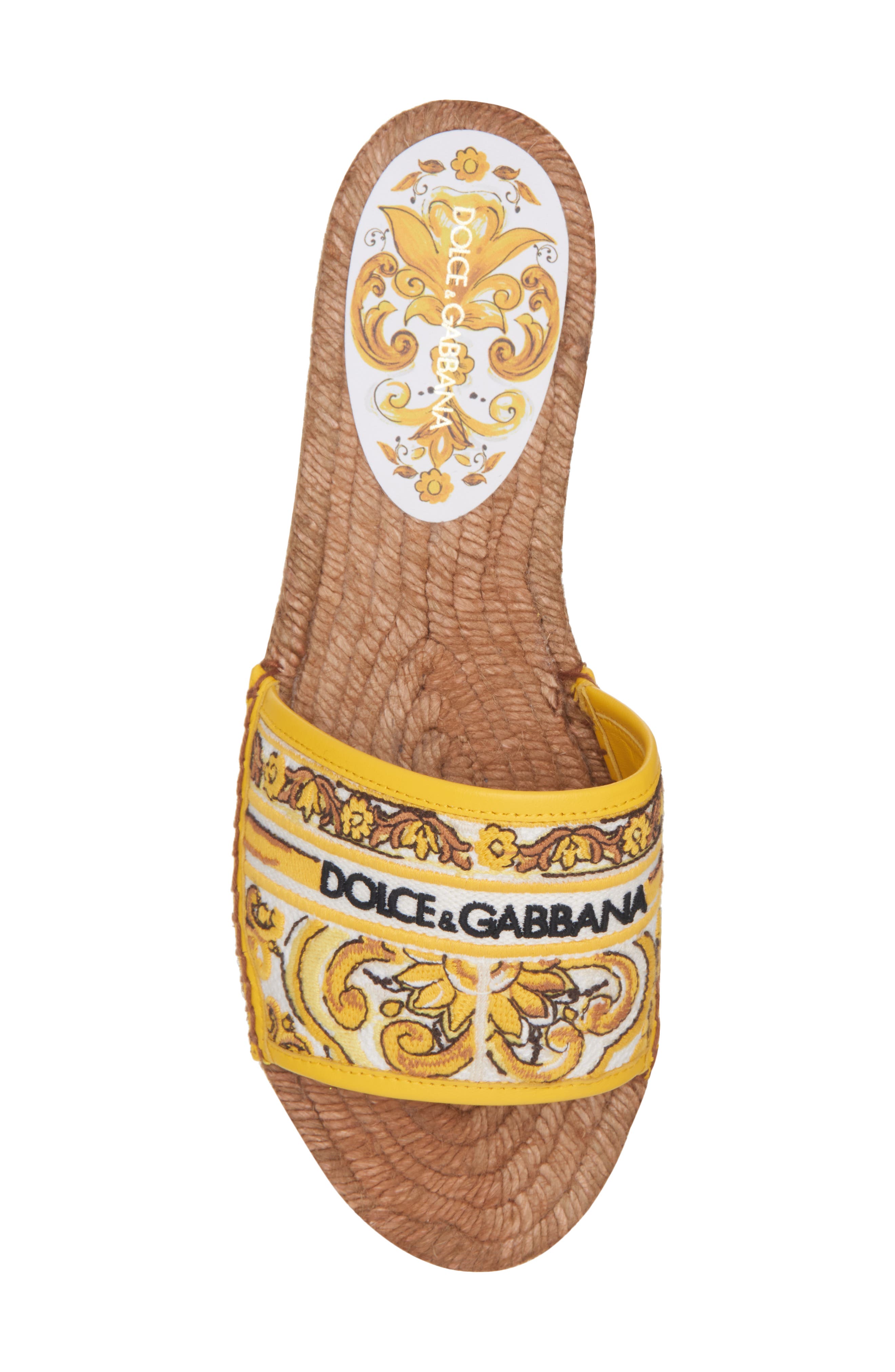 Dolce&Gabbana Majolica Print Espadrille Slide Sandal, Alternate, color, Multicolor/ Sole