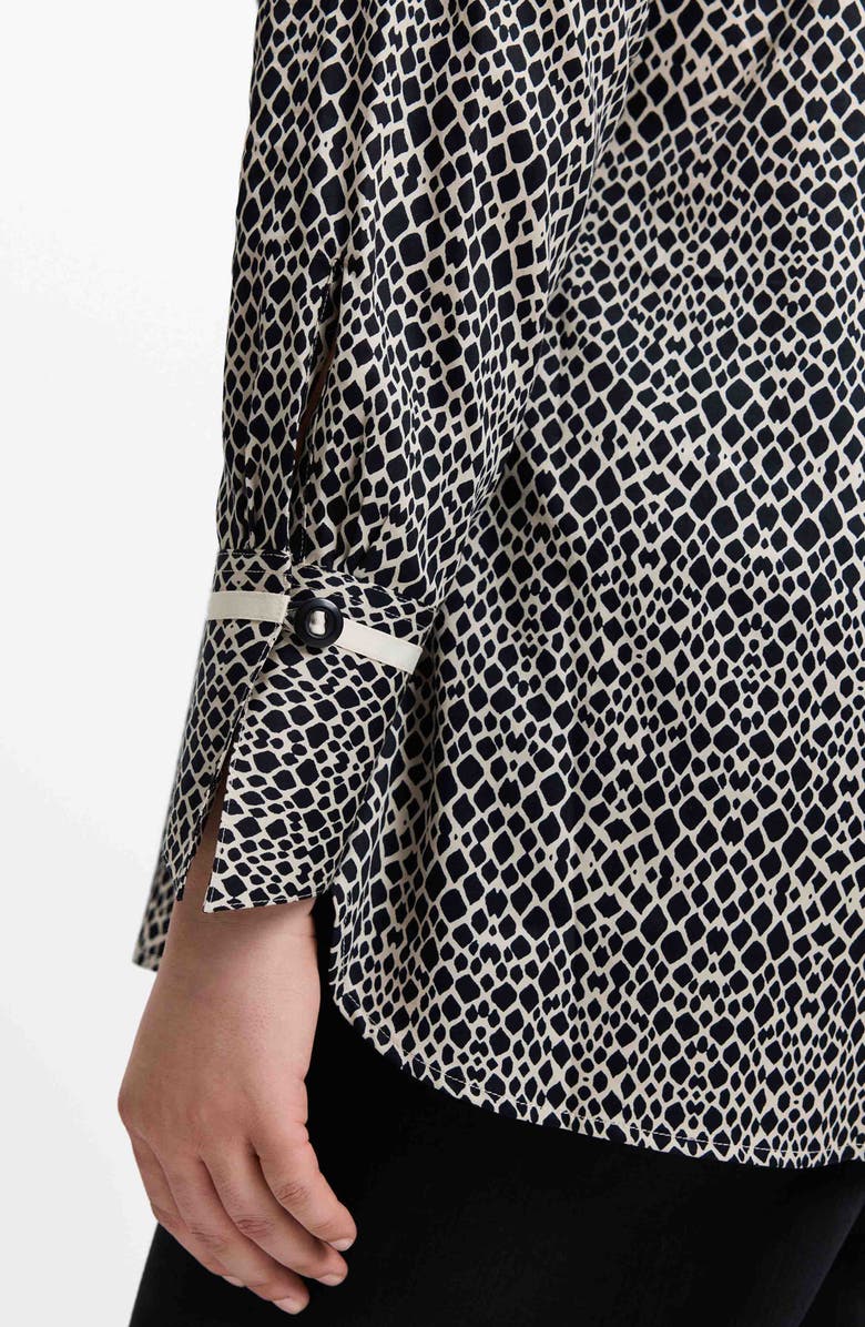 Foxcroft Iris Abstract Print Cotton Sateen Button-Up Shirt, Alternate, color, 