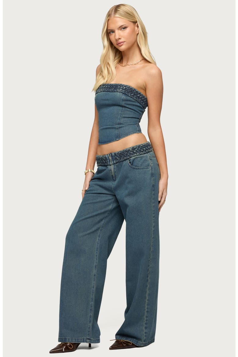 Braidey Wide Leg Jeans, Alternate, color, BLUE-WASHED