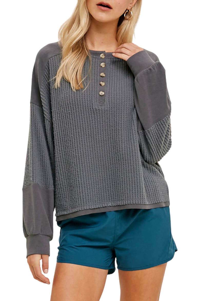 Thermal Henley Pullover, Main, color, CHARCOAL