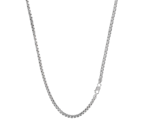 Sterling  Silver Thick Round Box Necklace