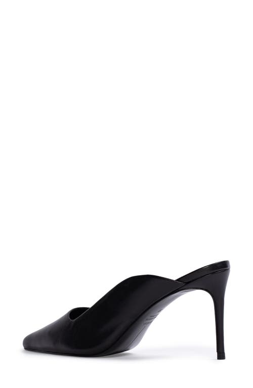 Black Suede Studio Asymmetrical Leather Stiletto Mule Pumps In Black Leather