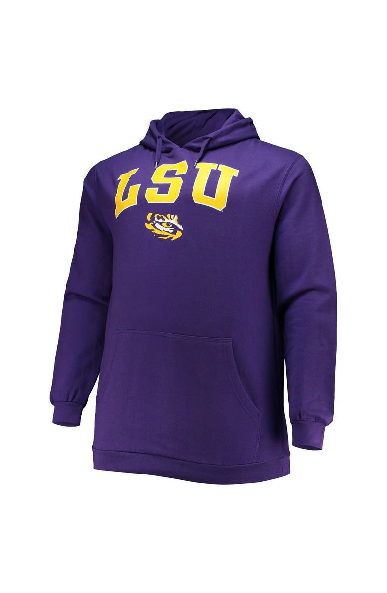 Champion Men's Champion Purple LSU Tigers Big & Tall Arch Over Logo Powerblend Pullover Hoodie, Alternate, color, 