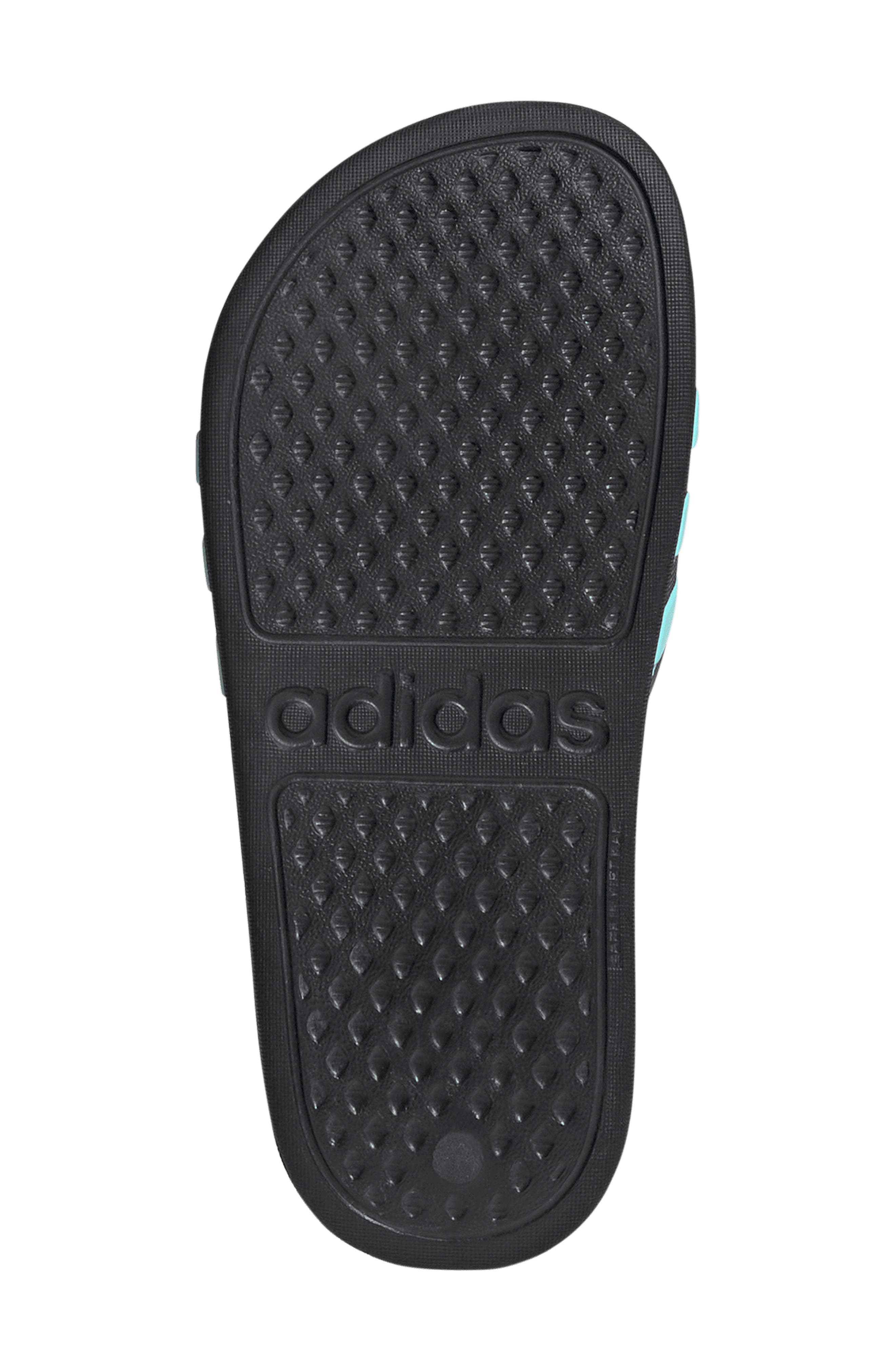 Adilette Shower Slide Sandal, Alternate, color, CORE BLACK/ FLASH AQUA