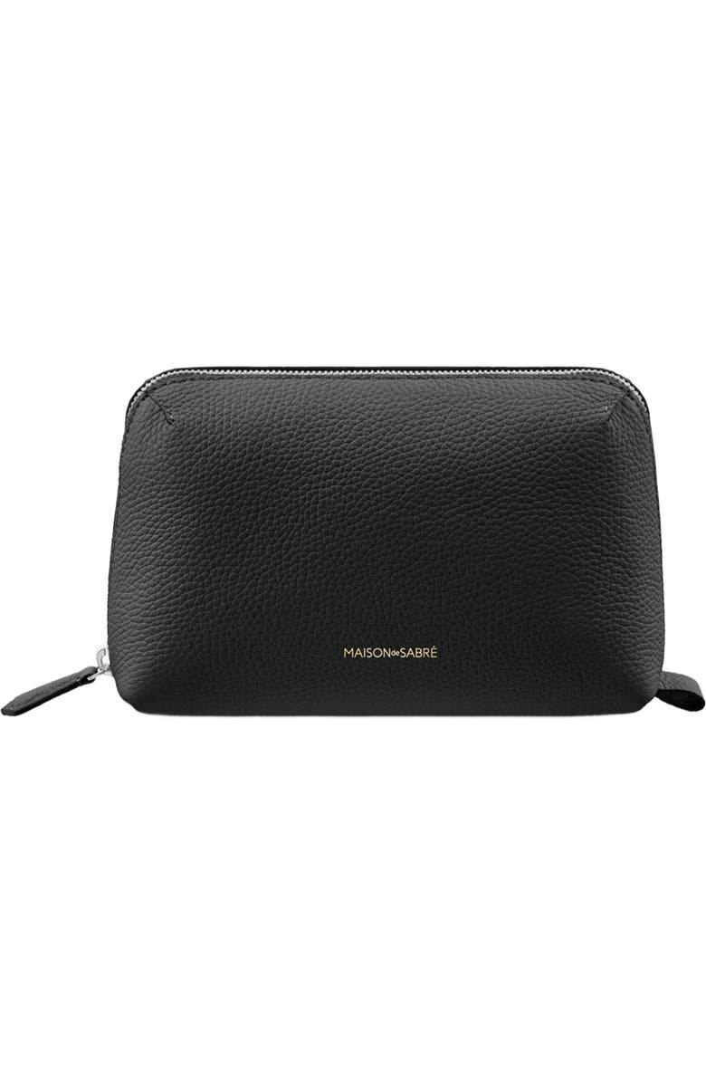 MAISON de SABRÉ Leather Tech Pouch, Main, color, Black Caviar