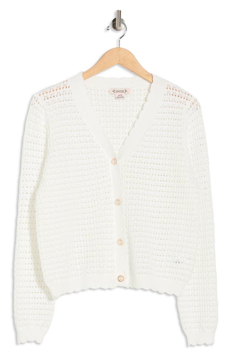 Nanette Lepore Open Stitch Cardigan, Main, color, Brilliant White