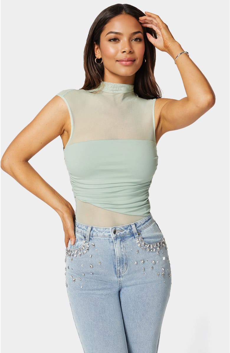 bebe Draped Knit Bodysuit, Main, color, 