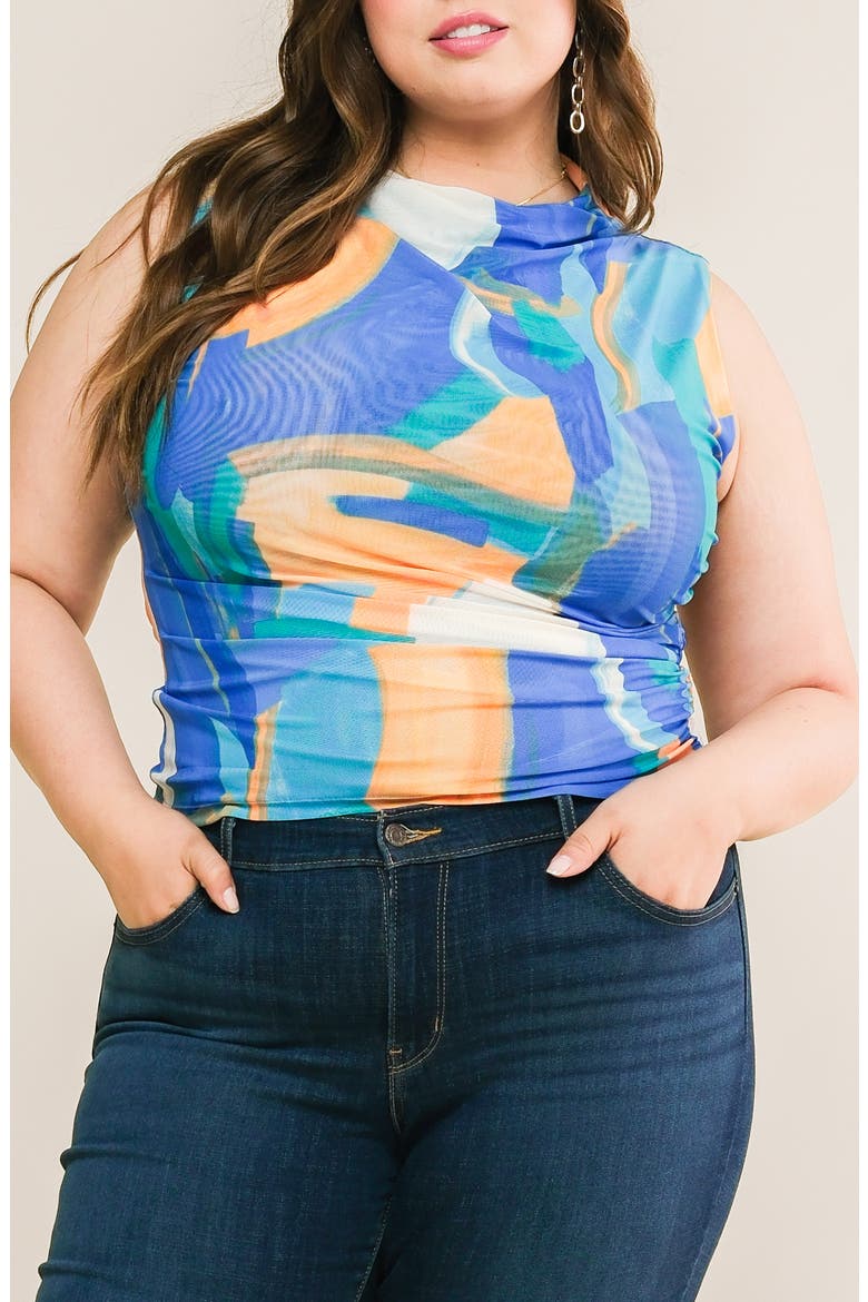 Power Mesh Top, Main, color, BLUE ORANGE