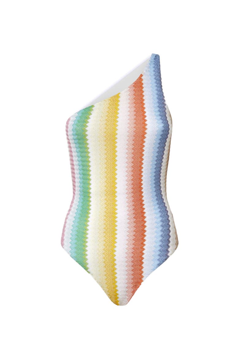 One-shoulder One-piece Swimsuit With Dégradé Zigzag Pattern, Alternate, color, Multicoloured