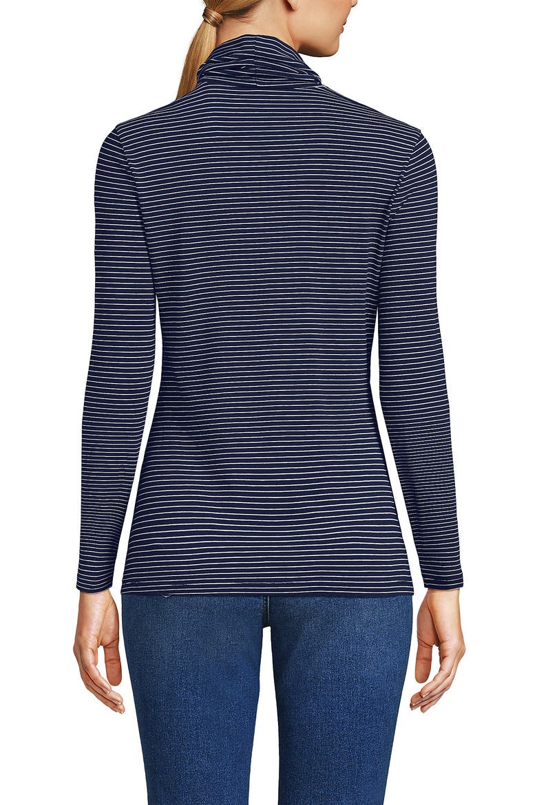 Lightweight Jersey Skimming Long Sleeve Turtleneck, Alternate, color, Deep Sea Navy Thin Stripe
