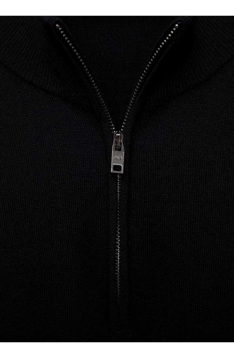 MANGO Half Zip Merino Wool Sweater, Alternate, color, Black