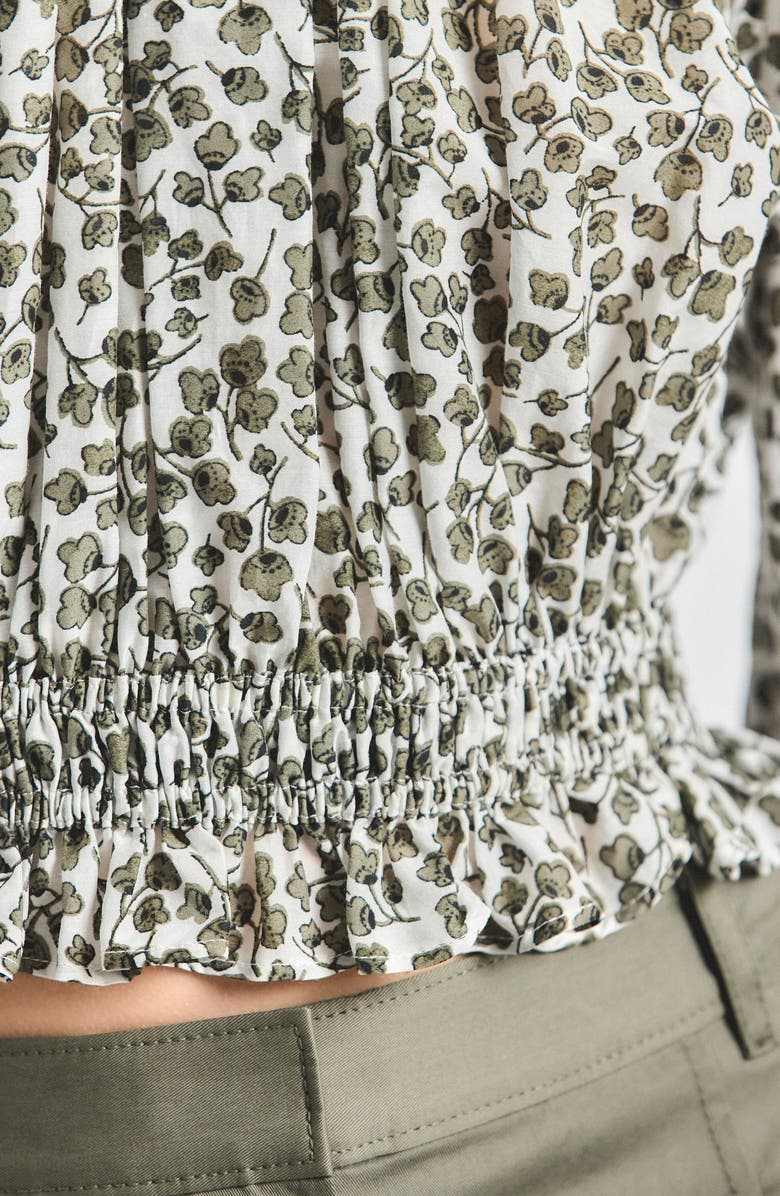 Derek Lam 10 Crosby Charlee Clover Print Woven Shirt, Alternate, color, Marshmallow/ Mermaid
