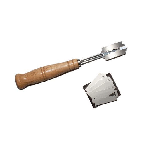 Frieling Bread Lame Dough Scoring Blade W/extra Blades And Cover, 7.5 Inch, Natural Wood Handle