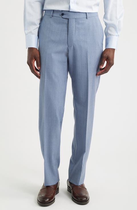 Lightweight Flat Front Mesh Weave Wool Dress Pants