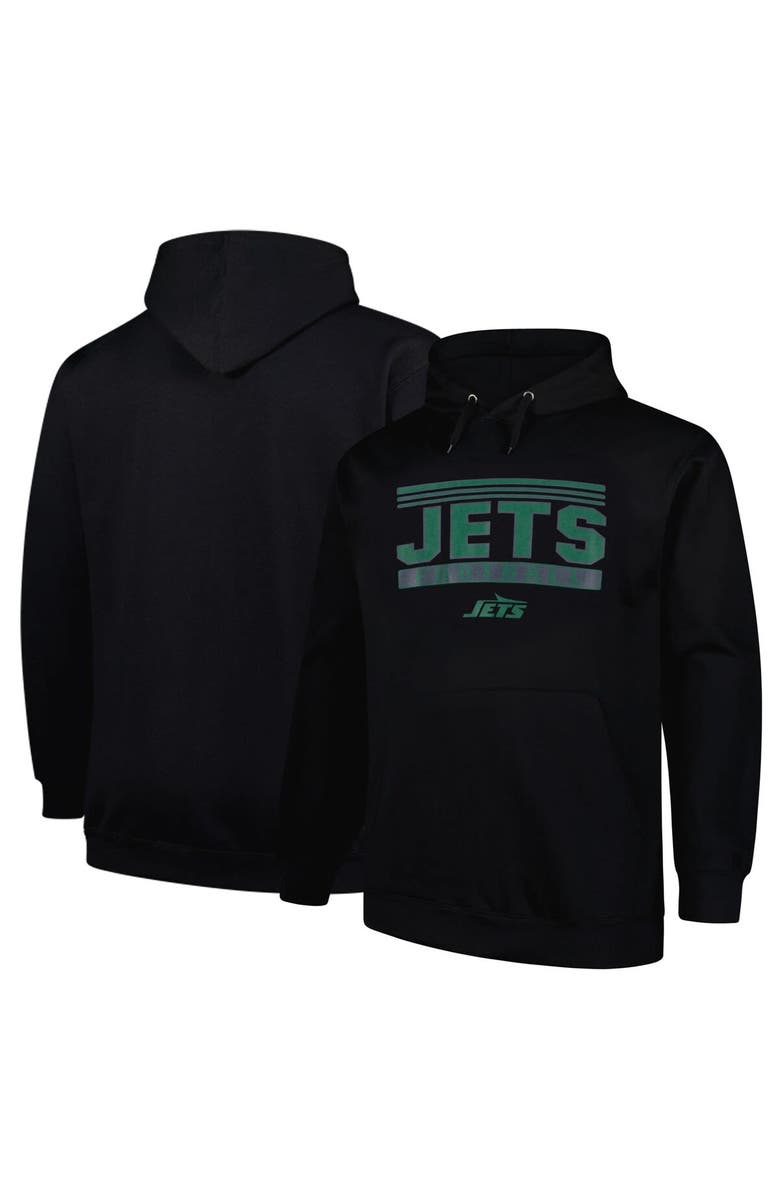 FANATICS Men's Fanatics Black New York Jets Big & Tall Pop Pullover Hoodie, Main, color, Black