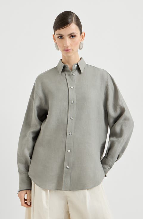 Linen shirt with monili