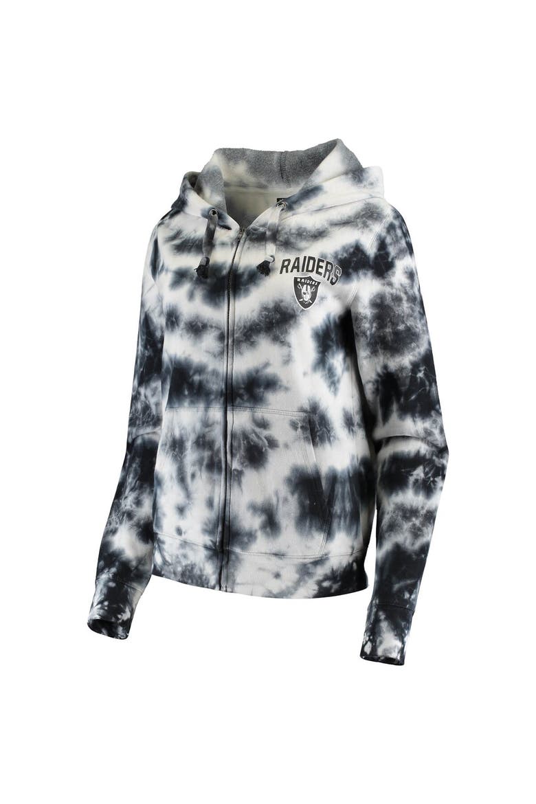 Women's New Era Black Las Vegas Raiders Tie Dye Fleece Full-Zip Hoodie, Alternate, color, Black