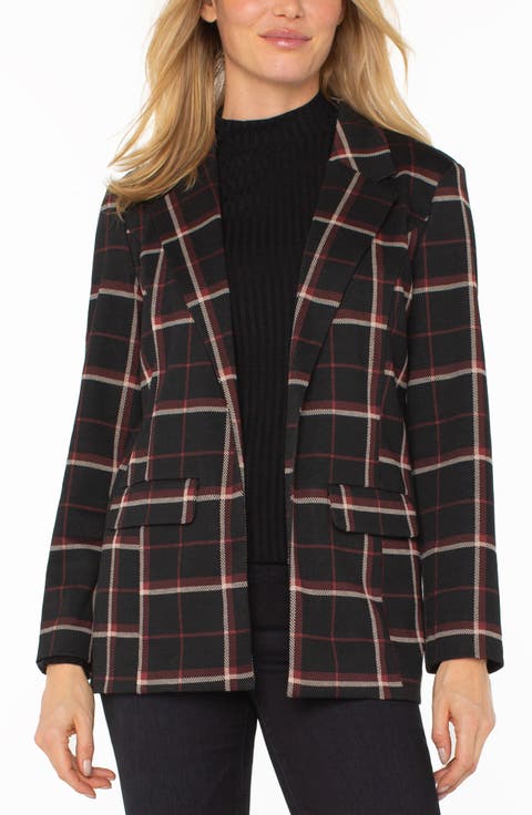 Plaid Notched Lapel Blazer (Regular & Petite)