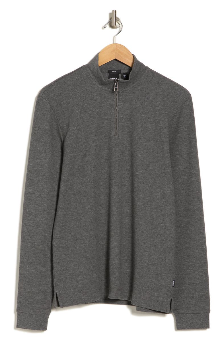 BOSS Tenore Quarter Zip Sweater, Alternate, color, Medium Grey