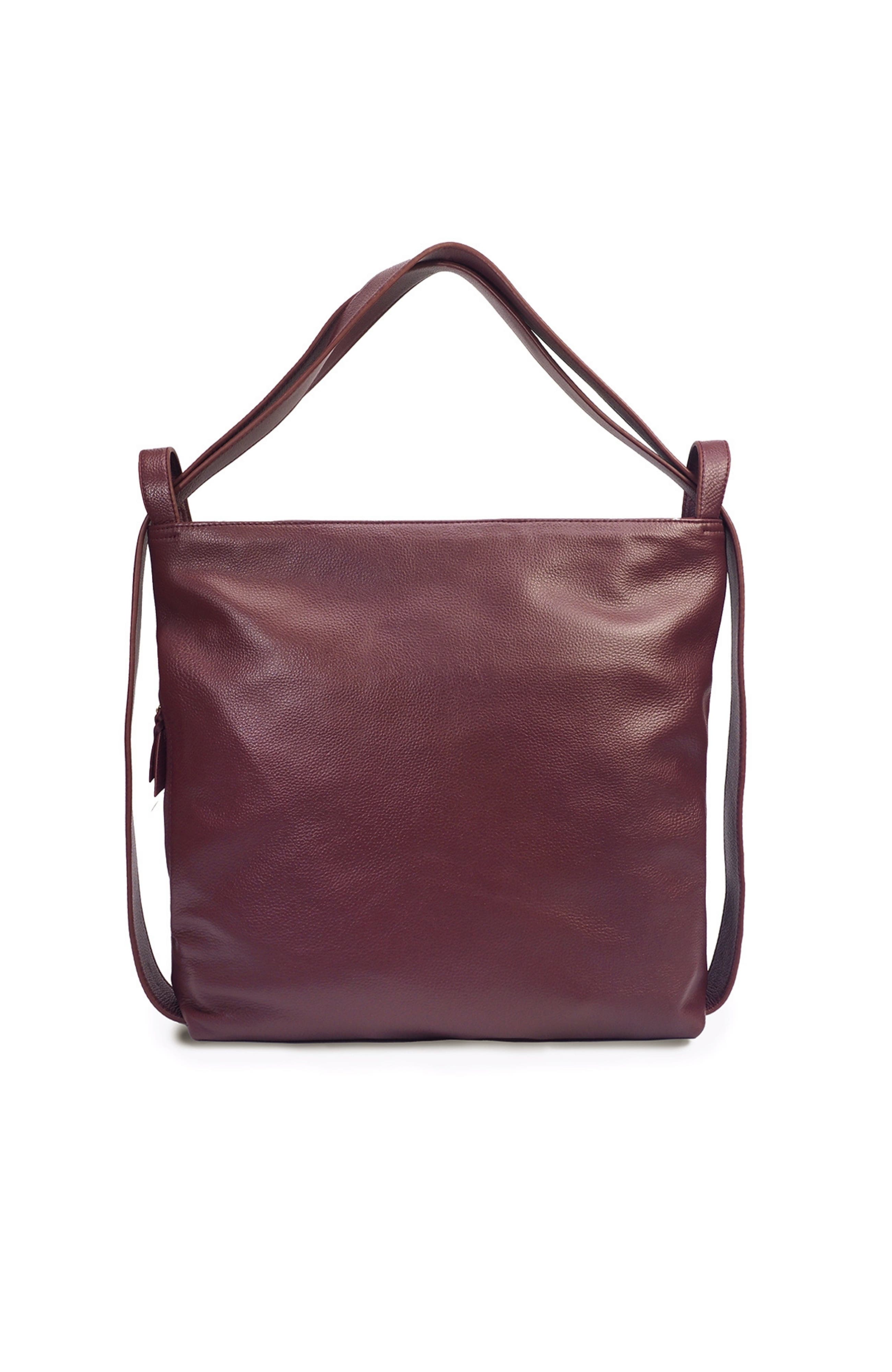 Woven Convertible Leather Tote to Backpack, Alternate, color, Burgundy