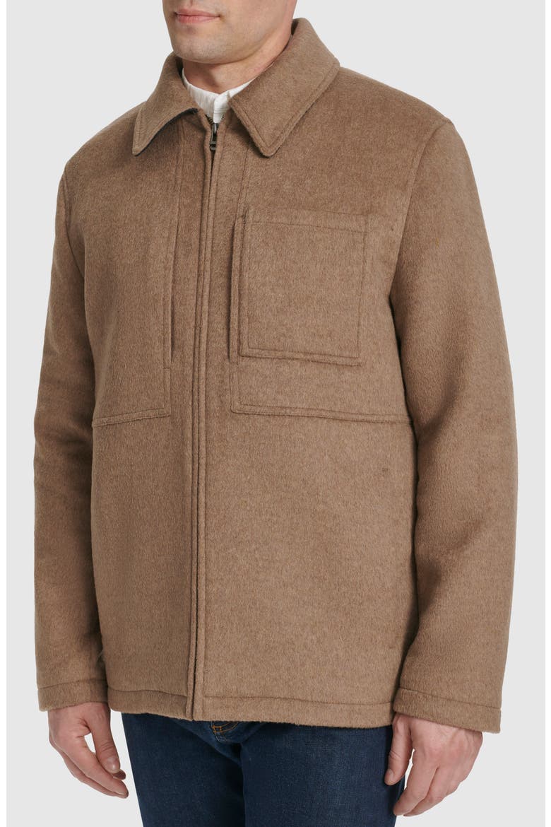 Felt Zip Front Shirt Jacket, Alternate, color, MUSHROOM