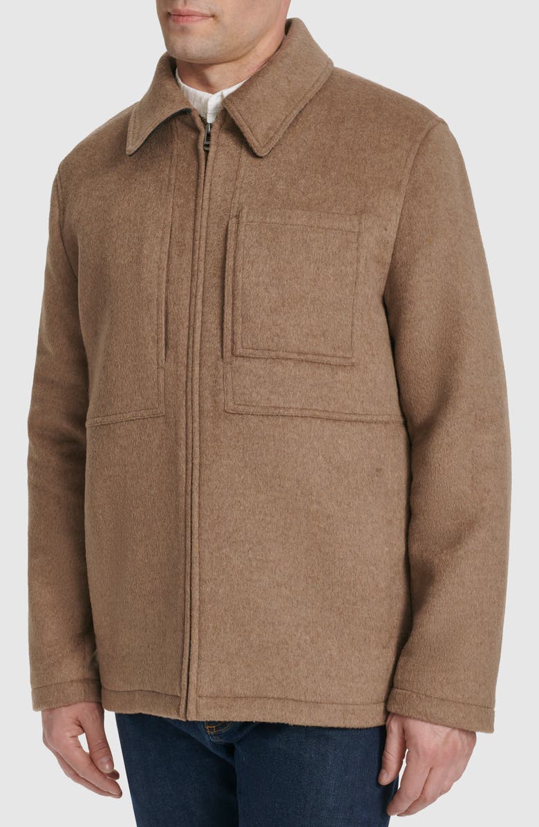 Cole Haan Felt Zip Front Shirt Jacket, Alternate, color, Mushroom