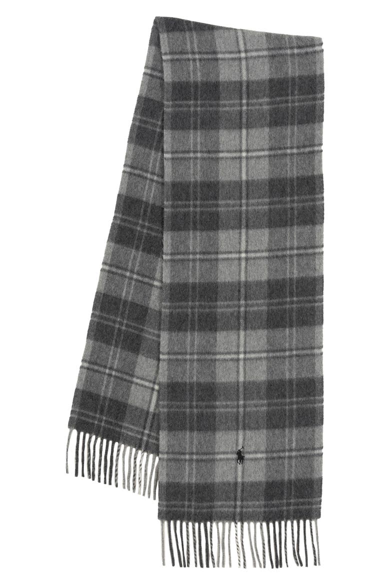 Plaid Wool & Cashmere Scarf, Alternate, color, CHARCOAL/ GREY