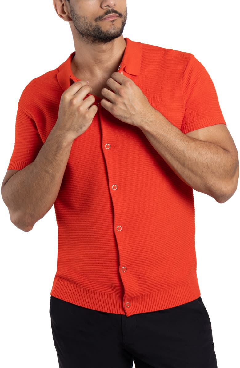 XRAY Texture Short Sleeve Snap Front Shirt, Alternate, color, Red