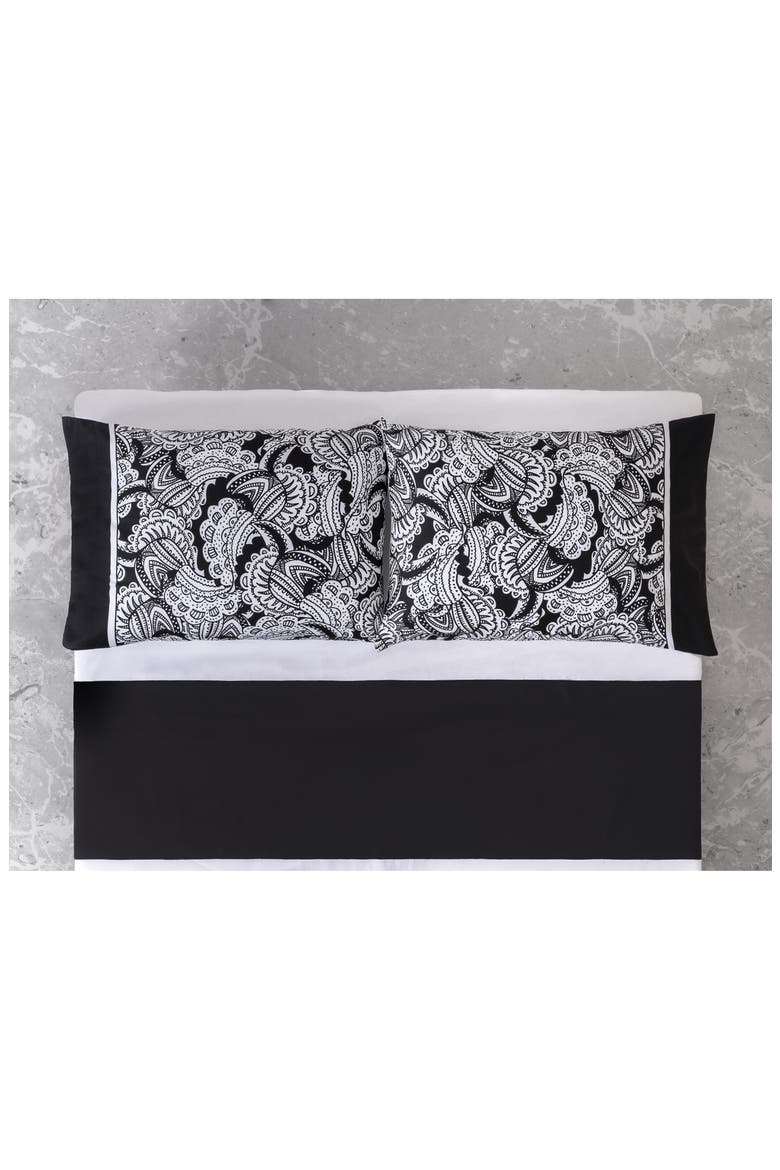 Set of Two Paisley Print Pillowcases, Alternate, color, BLACK