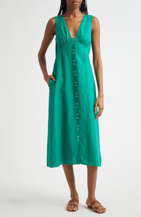 Effie Sleeveless Linen Midi Dress