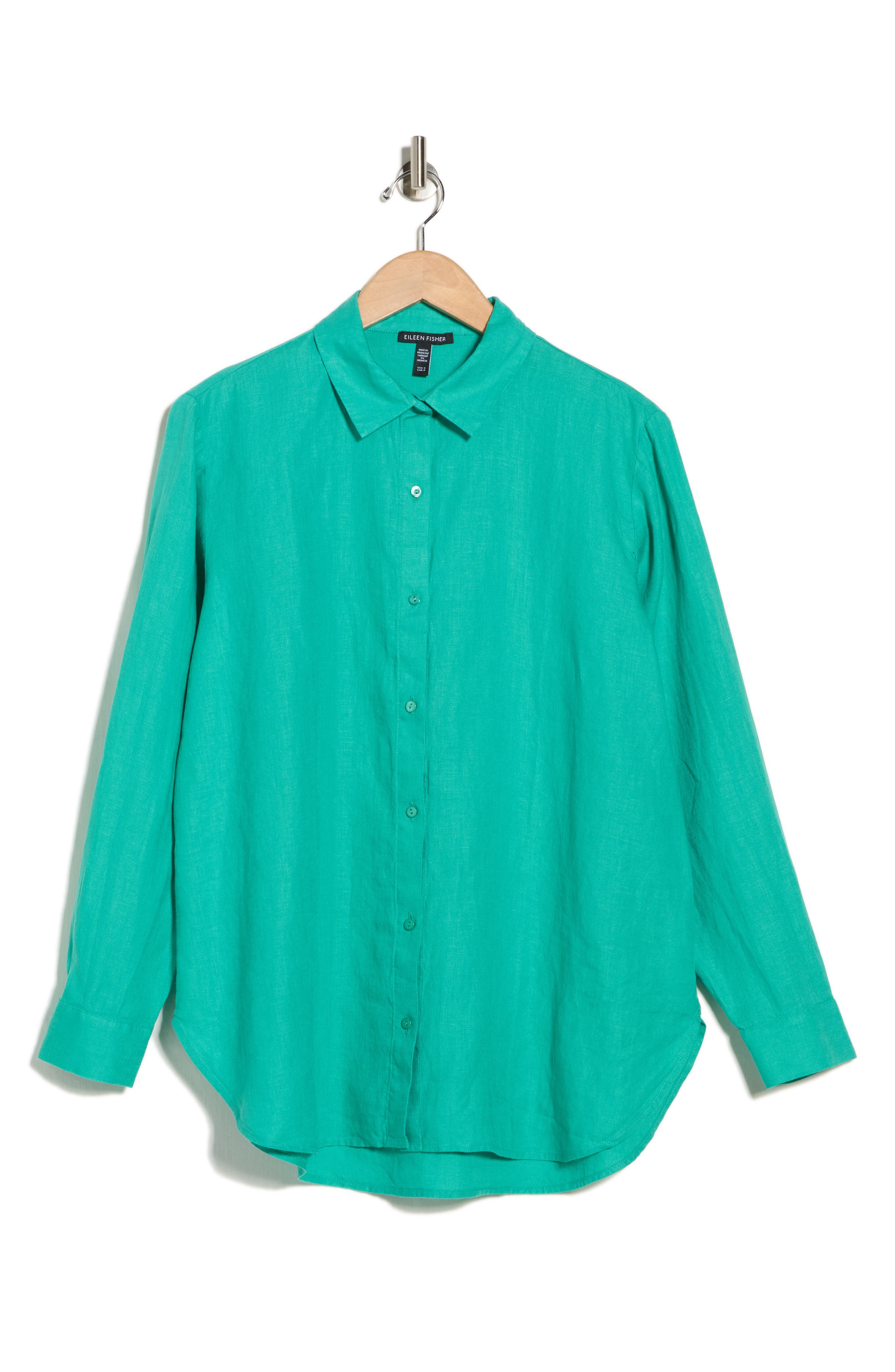 Eileen Fisher Classic Collar Organic Linen Button-Up Shirt