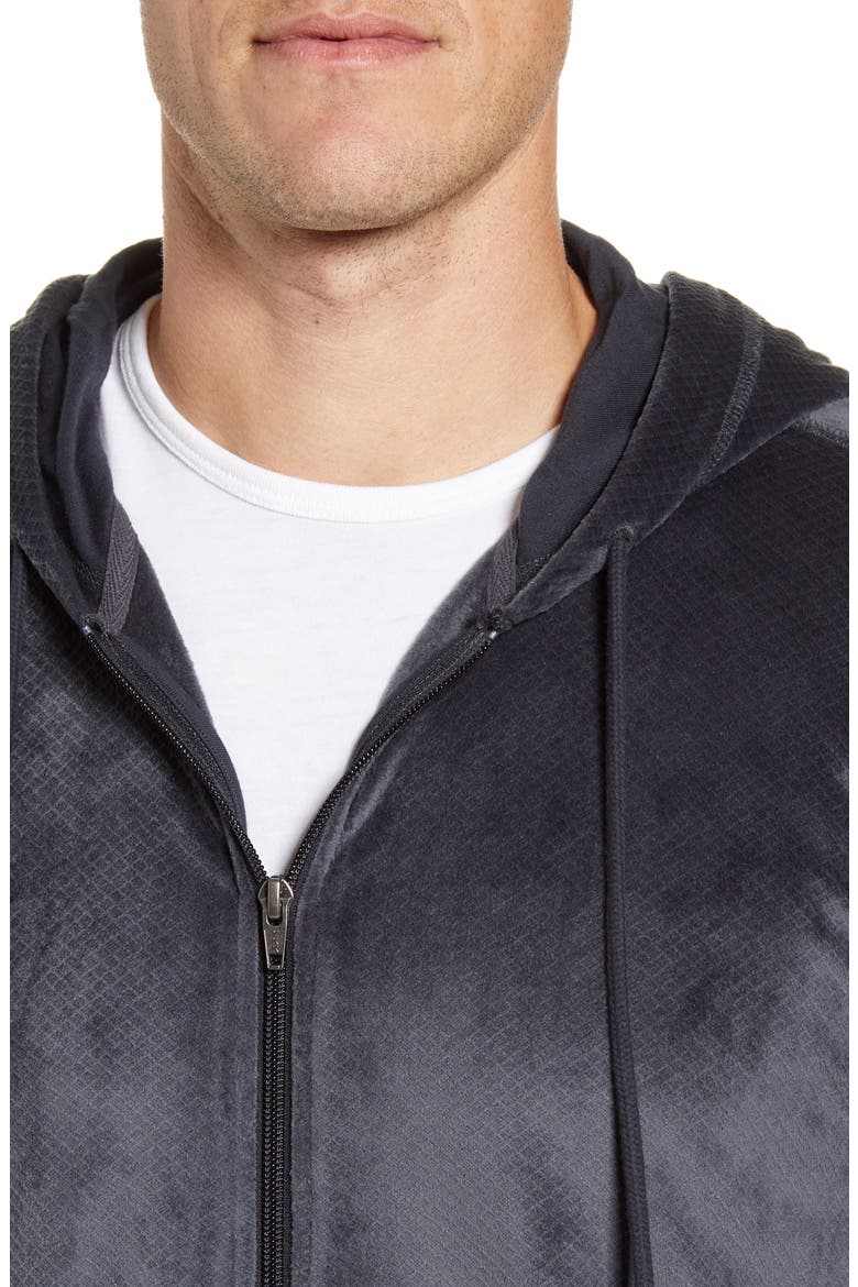 Velvet Zip Hoodie, Alternate, color, BLACK