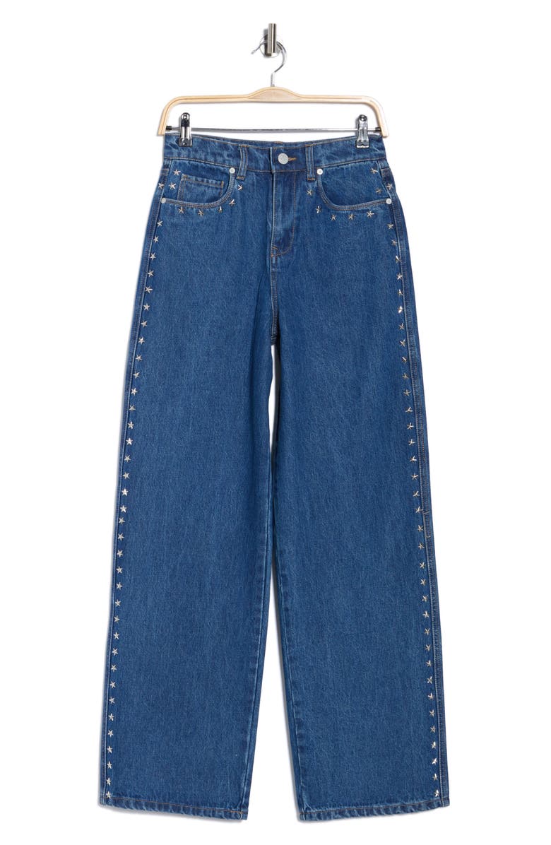 Franklin Star Studded Rib Cage High Waist Wide Leg Jeans