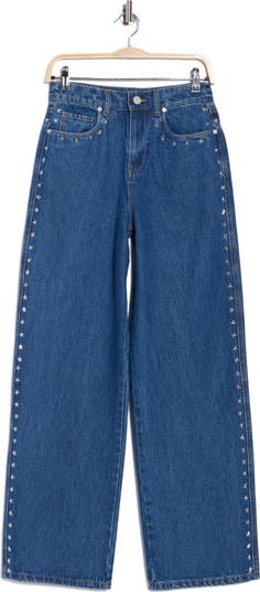 Franklin Star Studded Rib Cage High Waist Wide Leg Jeans